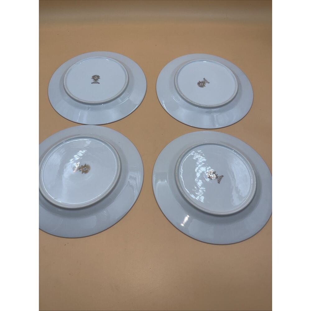 Noritake Dawn Set of 4 China Salad Plates 8-1/4" White Gold Trim 5930 Excellent - Picture 7 of 8